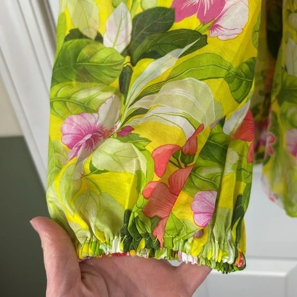 NWT Tommy Bahama silk blend happy hour yellow floral peasant top sz xl - Picture 7 of 10